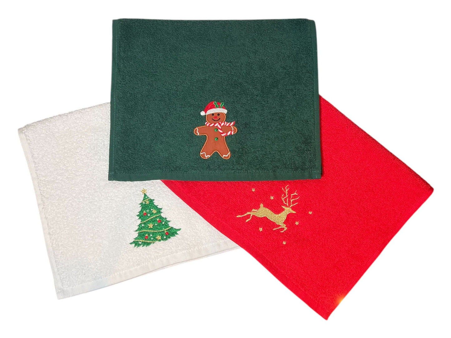 Matris Home Embroidered Christmas Face Towel Hand Made 100% Turkish Cotton 30x50cm